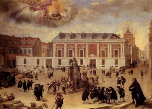“Milagro de la Virgen de Atocha en las obras de construcción de la Casa de la Villa", obra anónima, ca. 1650